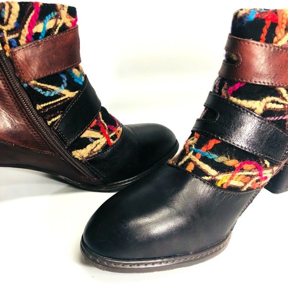 L' Artiste Leather Ankle Boots Black Brown Spring - Picture 7 of 10